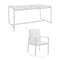 Armen Living Royal 5 Piece Black Aluminum and Teak Outdoor Dining Set with Dark Gray Fabric 840254332836 - alternate 5